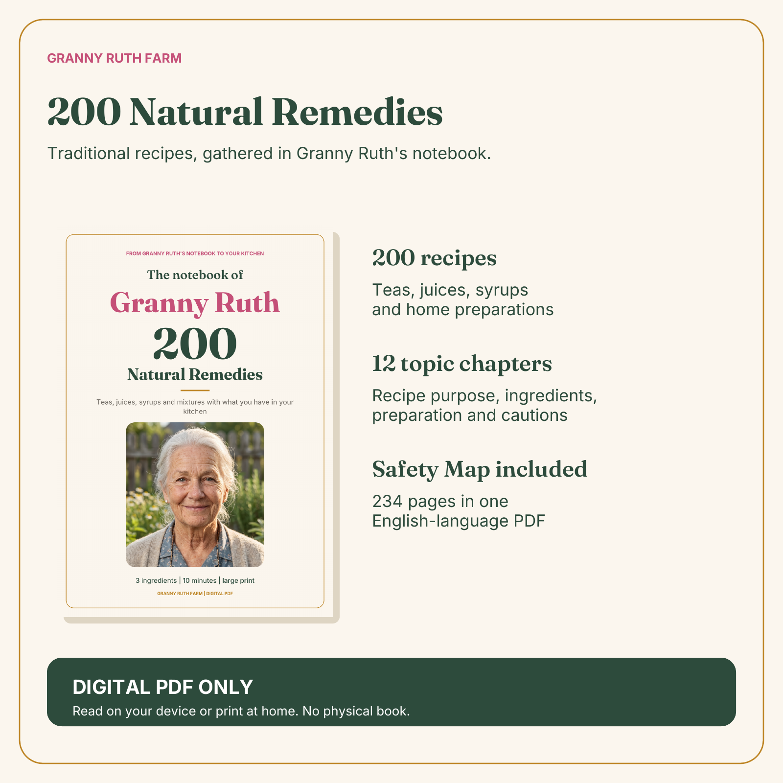 Granny Ruth’s 200 Natural Remedies digital book with integrated Safety Map